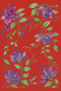 red silky scarf floral shawl