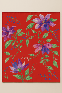 red silky scarf floral shawl