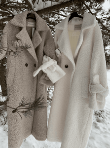 women's beige teddy winter coat