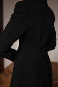 woolen fitted black suit for women