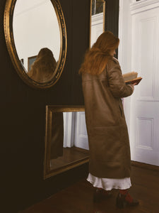 brown shearling coat for women