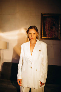 linen white blazer for women