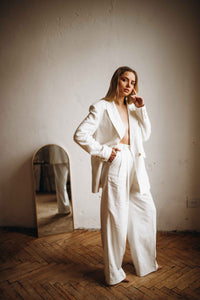 linen white blazer for women