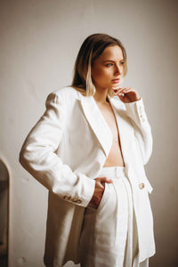 linen white blazer for women