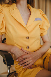 Linen yellow suit for women