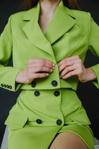 lime green cropped blazer