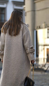 women's beige teddy winter coat