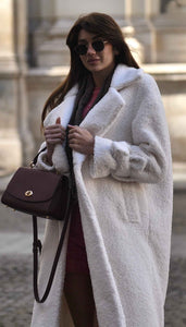 women's milky white teddy winter coat