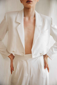 white cropped blazer for women