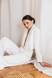 white cropped blazer for women