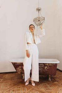 white cropped blazer for women