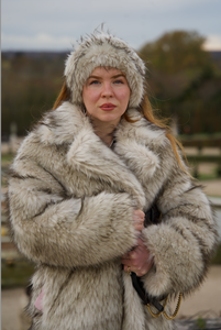 faux fur grey head band