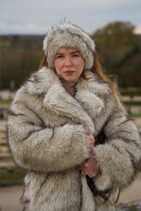 faux fur grey head band