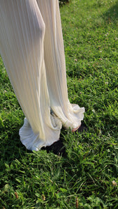 milky white pleated pants