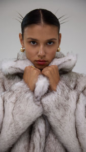 faux fur grey coat