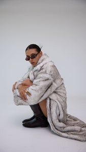 faux fur grey coat