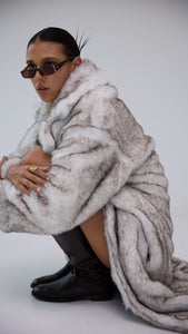 faux fur grey coat