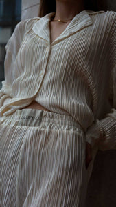milky white pleated pants