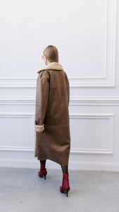 Brown winter schearling coat for women