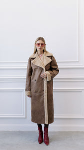 Brown winter schearling coat for women