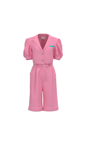 Linen pink suit for women