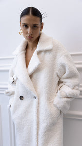 women's milky white teddy winter coat