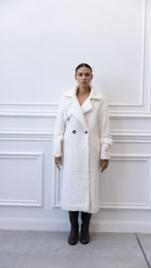 women's milky white teddy winter coat