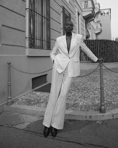linen white suit