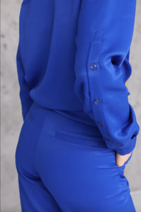 blue silky pants